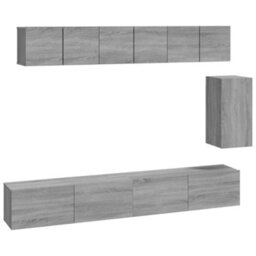 Berkfield Classic 6 Piece Tv Cabinet Set Grey Sonoma Engineered Wood - thumbnail 1