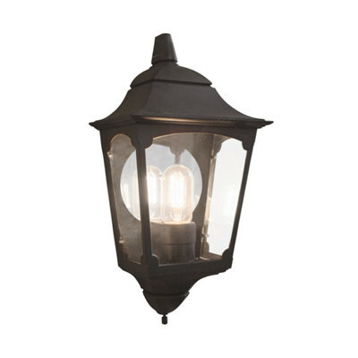 Elegant Outdoor Ip44 1 Bulb Black Led Half Lantern Wall Light - image 1