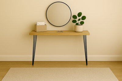 Toolty Rustic Handmade Console Table, Wall Mounted, 130Cm X 14.5Cm , Unprimed, 71.5Cm Legs, Handcrafted Vintage Style - image 1