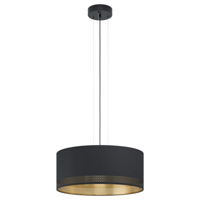 Elegant Black Gold Fabric Pendant Ceiling Light With Adjustable Height - image 1
