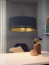 Elegant Black Gold Fabric Pendant Ceiling Light With Adjustable Height - thumbnail 3