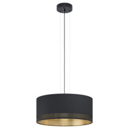 Elegant Black Gold Fabric Pendant Ceiling Light With Adjustable Height - thumbnail 1