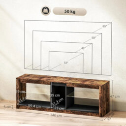 Tv Stand Unit Cabinet Glass Shelving Storage Media Led Lights - thumbnail 2
