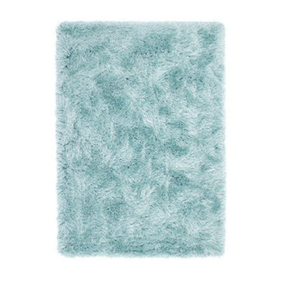 Blue Shaggy Rug, Stain Resistant Anti-Shed Plain Rug, Modern Luxurious Rug For Bedroom, & Dining Room-160Cm X 230Cm