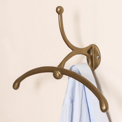 Dibor Vintage Style Three Hook Gold Valet Hook Wall Mounted Suit Jacket Coat Hanger Peg Closet Clothes Rack - image 1