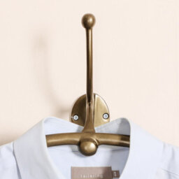 Dibor Vintage Style Three Hook Gold Valet Hook Wall Mounted Suit Jacket Coat Hanger Peg Closet Clothes Rack - thumbnail 4