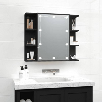 Walplus Mirror Cabinet With Led Black 70X16.5X60 Cm - image 1