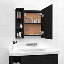 Walplus Mirror Cabinet With Led Black 70X16.5X60 Cm - thumbnail 3