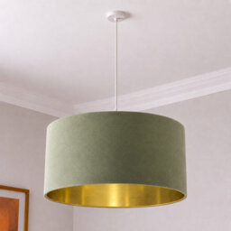 CGC Lighting Cgc Milano Olive Green & Gold Oversized Large Velvet Fabric Lamp Shade - thumbnail 4