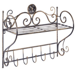 Beliani Retro Wall Shelf Osorno Metal Black - thumbnail 1