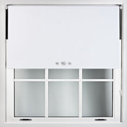 Furnished Blackout Roller Blinds With Triple Round Eyelets & Metal Fittings - White (W)195Cm (L)165Cm