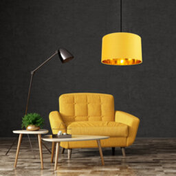 Happy Homewares Contemporary Ochre Cotton 14 Table/pendant Lamp Shade With Shiny Gold Inner - thumbnail 5