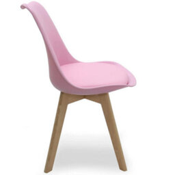 Life Interiors 5Pcs Dining Set - An Oak Round Dining Table & Set Of 4 Pink Lorenzo Tulip Chairs With Padded Seat - thumbnail 6