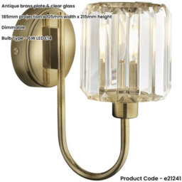 Loops 3 Light Semi Flush Ceiling Lamp & 2X Matching Wall Lights - Antique Brass Faceted Glass Shade - thumbnail 7