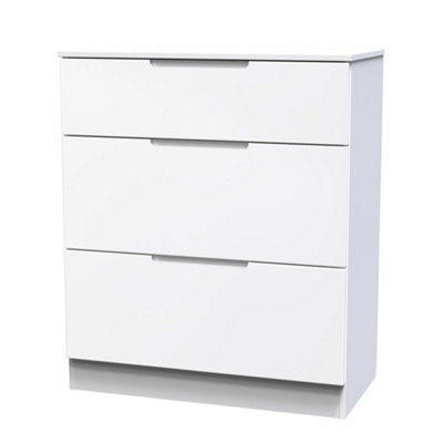 Messina Ready Assembled Matt White No Effect 3 Drawer Deep Chest (H)875mm (W)740mm (D)390mm - image 1