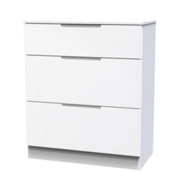 Messina Ready Assembled Matt White No Effect 3 Drawer Deep Chest (H)875mm (W)740mm (D)390mm - thumbnail 1