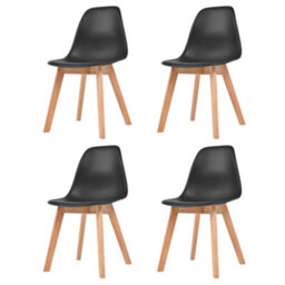 Berkfield Dining Chairs 4 Pcs Black Plastic - thumbnail 1