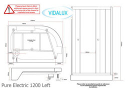 Vidalux Pure E Black 1200 X 800 Electric Left Shower Cabin-Triton Lux White 8.5Kw - thumbnail 7