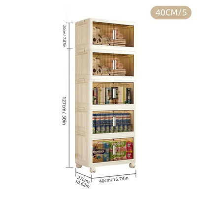 Tier Folding Storage Box Stackable Cabinet Closet Home Organizer On Wheels 5 Tiers 40Cm - image 1