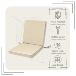 SOFTILLO Low Back Garden Chair Cushion Outdoor Patio Seat Pad Water-Resistant Recliner Relaxer 100X45X4Cm Natural - thumbnail 5