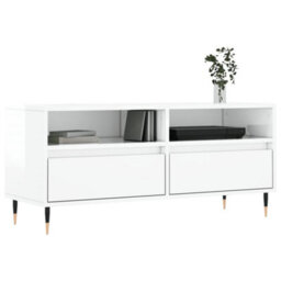 Berkfield Tv Cabinet High Gloss White 100X34.5X44.5 Cm Engineered Wood - thumbnail 3