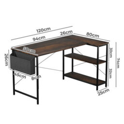 Levede L Shaped Gaming Computer Desk Workstation Study Corner Table Office - thumbnail 4