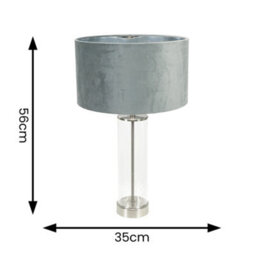 Valuelights Balan Glass With Chrome Table Lamp And Grey Velvet With Chrome Inner Lamp Shade - thumbnail 4
