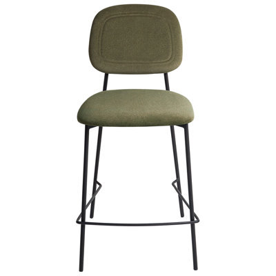 Wyld And Coco Olive Green Velvet Bar Chairs Set Of Two With Black Iron Frame - Counter Height Modern Dining - image 1