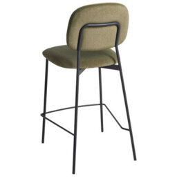 Wyld And Coco Olive Green Velvet Bar Chairs Set Of Two With Black Iron Frame - Counter Height Modern Dining - thumbnail 6