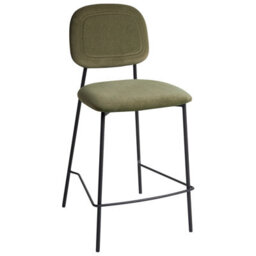 Wyld And Coco Olive Green Velvet Bar Chairs Set Of Two With Black Iron Frame - Counter Height Modern Dining - thumbnail 4