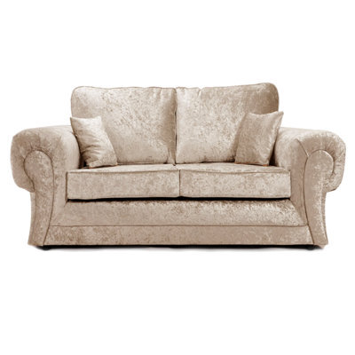 Furnishings For Less UK Chelsea Mink Crushed Velvet Large 2 Seater Sofa Rolled Arms