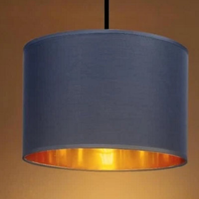 10 Inch Blue Fabric Drum Lampshade Easy Fit For Table And Pendant Lights - image 1