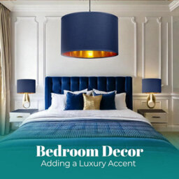 10 Inch Blue Fabric Drum Lampshade Easy Fit For Table And Pendant Lights - thumbnail 5