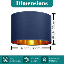 10 Inch Blue Fabric Drum Lampshade Easy Fit For Table And Pendant Lights - thumbnail 2