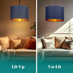 10 Inch Blue Fabric Drum Lampshade Easy Fit For Table And Pendant Lights - thumbnail 4