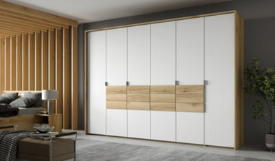 Arte Panama 310 White & Grand Natural Oak Wardrobe - Spacious Bi-Fold Elegance With Smart Organisation - image 1