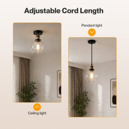 Emitto 2Pcs Ceiling Pendant Light Industrial Glass Lampshade Adjustable Cable - thumbnail 6