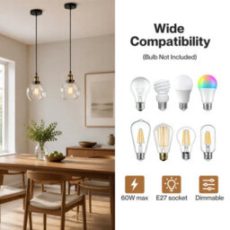 Emitto 2Pcs Ceiling Pendant Light Industrial Glass Lampshade Adjustable Cable - thumbnail 7