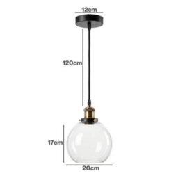 Emitto 2Pcs Ceiling Pendant Light Industrial Glass Lampshade Adjustable Cable - thumbnail 4