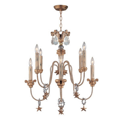 Elegant 8 Bulb Gold And Silver Chandelier With Led E14 60W - image 1