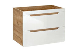 Impact Furniture 600mm Wall Hung Vanity Unit Bathroom Sink Wall Cabinet Compact Drawers White Gloss Oak Arub