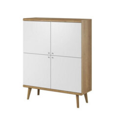 Arte Elegant Primo Highboard Cabinet H1340mm W1070mm D400mm In White And Oak Riviera - Versatile Storage Solution - thumbnail 1