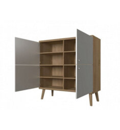 Arte Elegant Primo Highboard Cabinet H1340mm W1070mm D400mm In White And Oak Riviera - Versatile Storage Solution - thumbnail 2