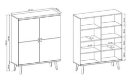 Arte Elegant Primo Highboard Cabinet H1340mm W1070mm D400mm In White And Oak Riviera - Versatile Storage Solution - thumbnail 5