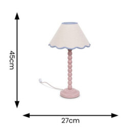 Valuelights Bobbles Rose Pink Bobbin Table Lamp With Blue Trim Scallop Shade - Led Bulb Included - thumbnail 5