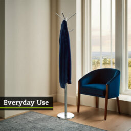 Orsina Chrome Floor Standing Coat Stand, Modern Design With 12 Hooks And Wide Round Base - thumbnail 3