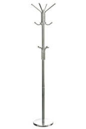 Orsina Chrome Floor Standing Coat Stand, Modern Design With 12 Hooks And Wide Round Base - thumbnail 1