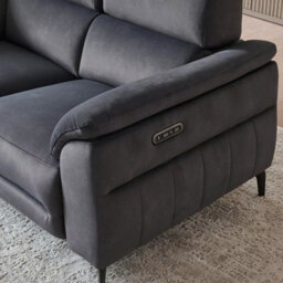 Apex Black Fabric Power Reclining 2 Seater Sofa With Power Head Tilt, Bluetooth Speakers, Usb A & C Ports, Vibration Seating - thumbnail 5
