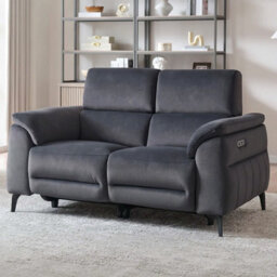 Apex Black Fabric Power Reclining 2 Seater Sofa With Power Head Tilt, Bluetooth Speakers, Usb A & C Ports, Vibration Seating - thumbnail 4