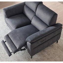 Apex Black Fabric Power Reclining 2 Seater Sofa With Power Head Tilt, Bluetooth Speakers, Usb A & C Ports, Vibration Seating - thumbnail 3